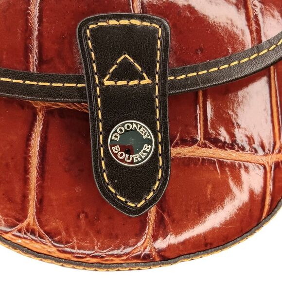 Dooney and Bourke Brown Red Faux Crocodile Embossed Small Mini Crossbody Purse - Picture 5 of 16